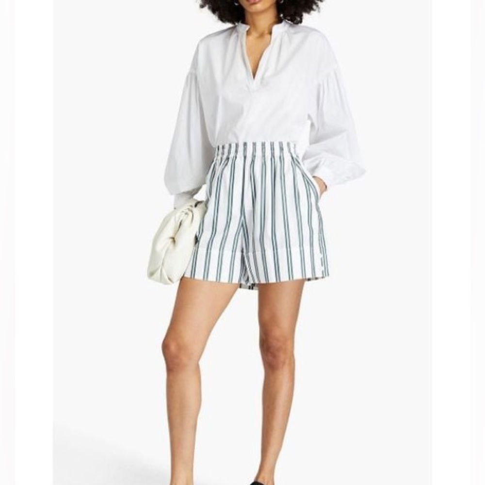 NWOT 3.1 Phillip Lim White Striped Cotton-blend Poplin Shorts, size S